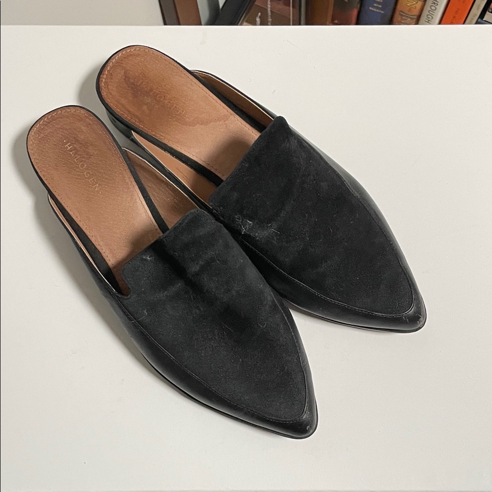 Halogen Black Suede Mules